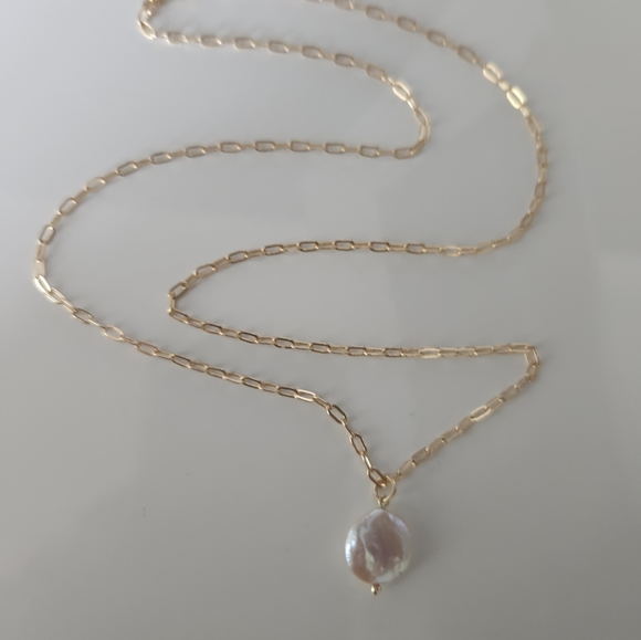 Gold-filled coin pearl necklace - Picture 2 of 5